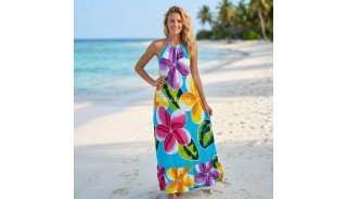 New Design Long Dress Rayon Hand Painted by Balinese Artisans